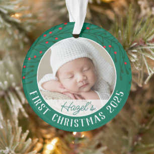 Round Baby's First Christmas Acrylic Ornament
