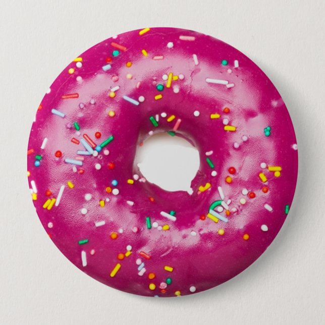 Round Badge - Bright Pink Doughnut (Front)