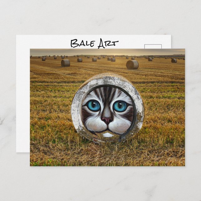 Round Bale Art Ranchers Farmers Hay Field Graffiti Postcard (Front/Back)