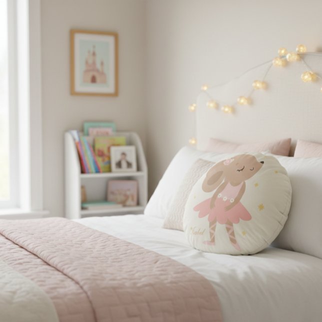 Round Ballerina Pillow, Custom Name Nursery  Cushion (Creator Uploaded)