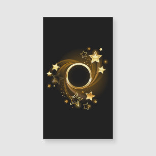 Round Banner with Gold Stars on Black