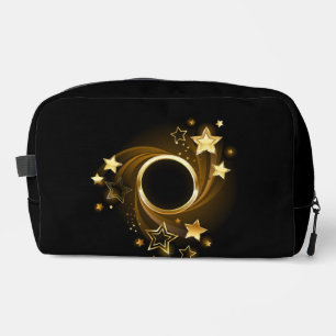 Round Banner with Gold Stars on Black Dopp Kit