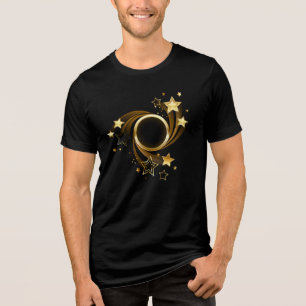 Round Banner with Gold Stars on Black Tri-Blend Shirt