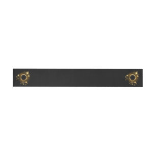 Round Banner with Gold Stars on Black Wrap Around Label