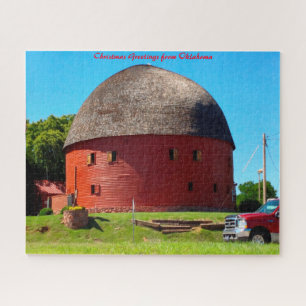 Round Barn Oklahoma.Christmas Greetings Jigsaw Puzzle