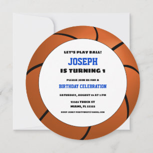Round Basketball Ball Birthday Invitation