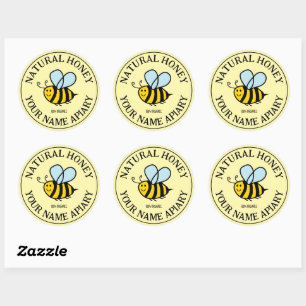 Round bee honey jar stickers for beekeeper