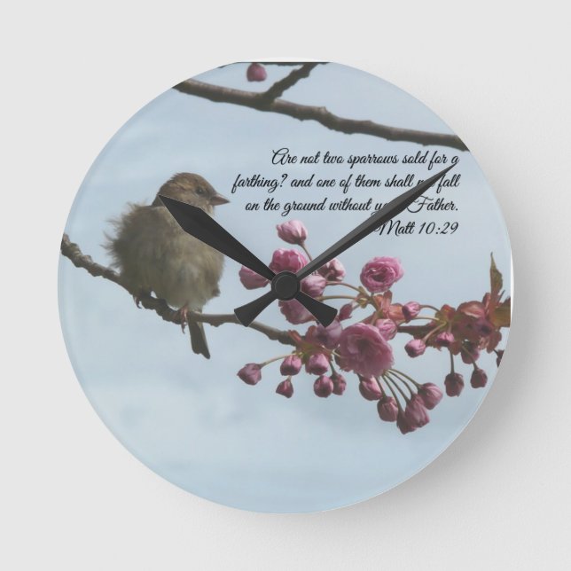 Round bible verse Matt 10:29 wall clock (Front)