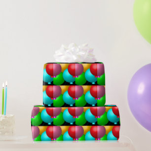 Round Birthday Balloons Wrapping Paper