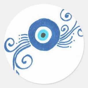 round blue evil eye classic round sticker
