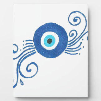 round blue evil eye plaque