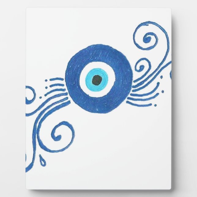 round blue evil eye plaque (Front)
