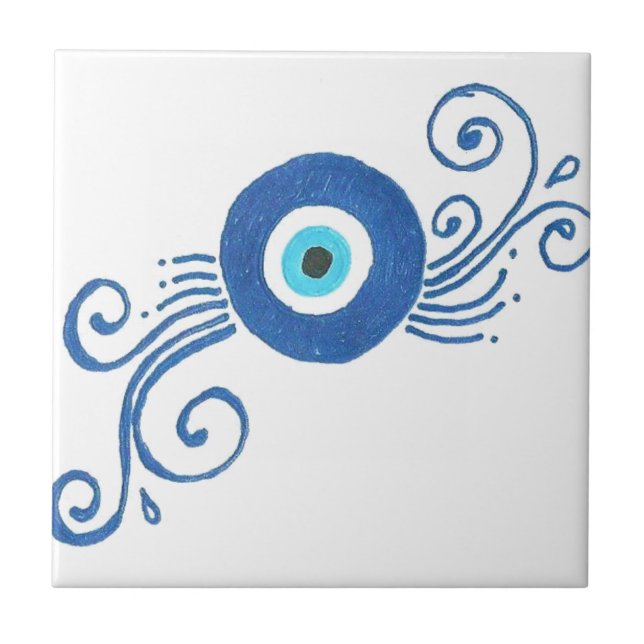 round blue evil eye tile (Front)