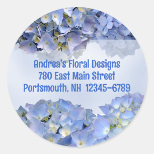 Round Blue Floral Return Address Labels
