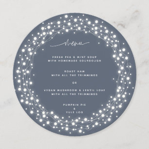 Round Blue-Grey Sparkling Lights Christmas Dinner Menu