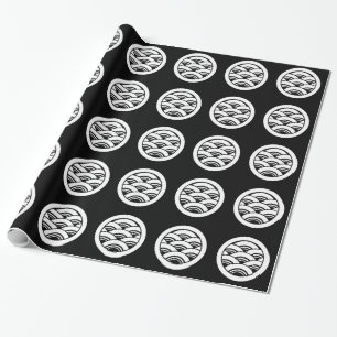 Round Blue Sea Waves Wrapping Paper