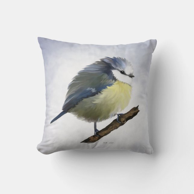 Round Bluetit Cushion (Front)