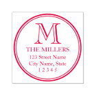 Round Border Family Name Monogram Address