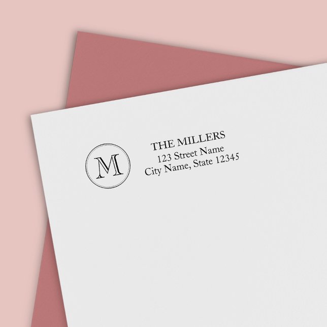 Round Border Monogram Family Name Address Self-inking Stamp (Creator Uploaded)