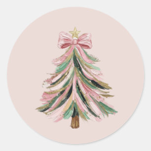 Round Brushstroke Christmas Tree Sticker