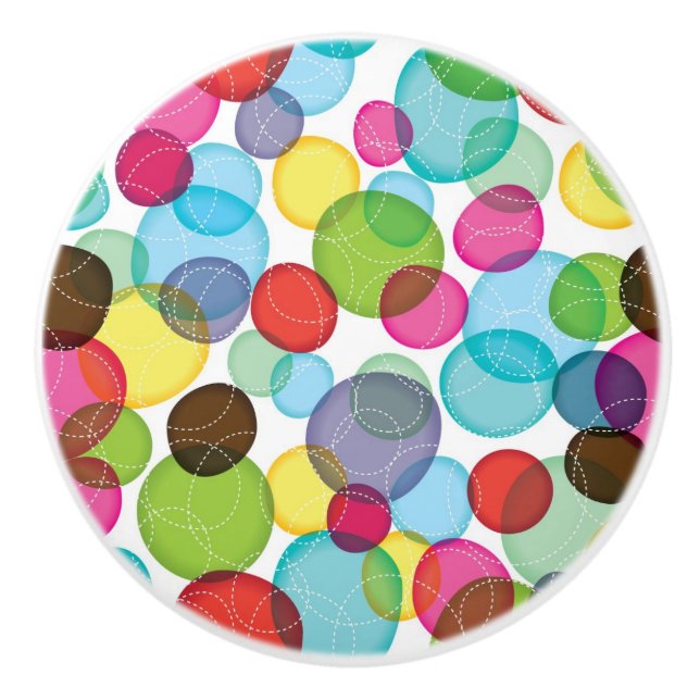 Round bubbles kids pattern 2 ceramic knob (Front)