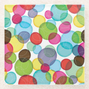 Round bubbles kids pattern 2 glass coaster