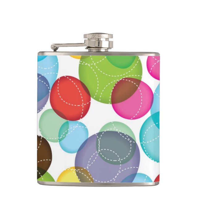 Round bubbles kids pattern 2 hip flask (Front)