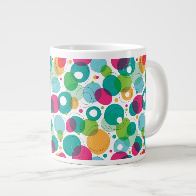 Round bubbles kids pattern large coffee mug (Front Right)