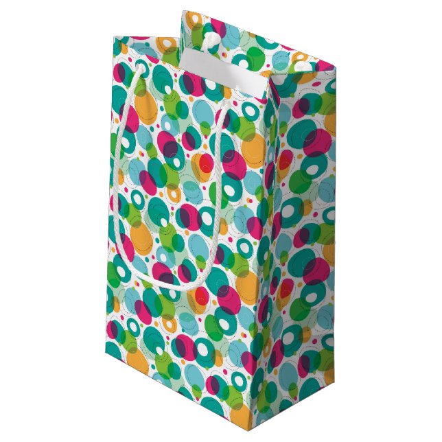 Round bubbles kids pattern small gift bag (Back Angled)