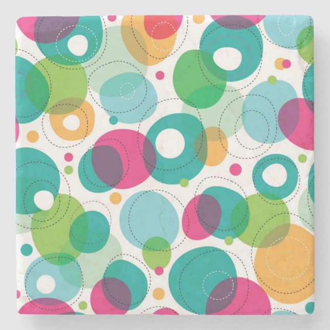 Round bubbles kids pattern stone coaster (Front)