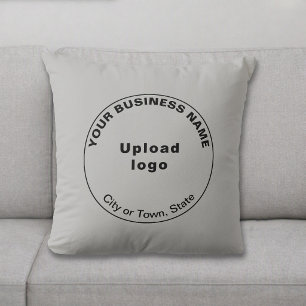 Round Business Brand Grey Throw Pillow