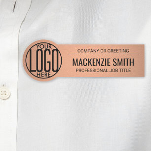 Round Business Logo Copper Colour Plastic Employee Name Tag
