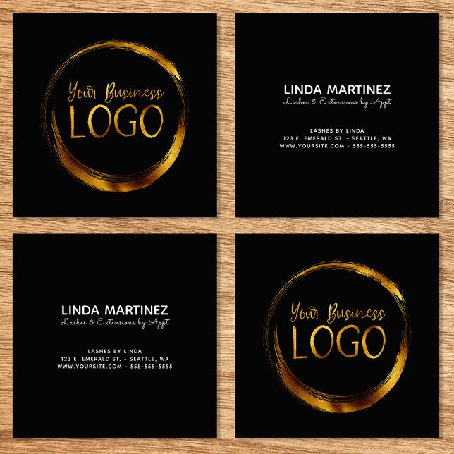 Round Business Logo on Black Promo Square Business Card (Round Business Logo on Black Promo Square Business Card)