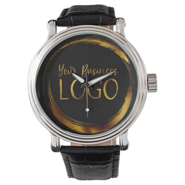 Round Business Logo on Black Promo Watch (Front)