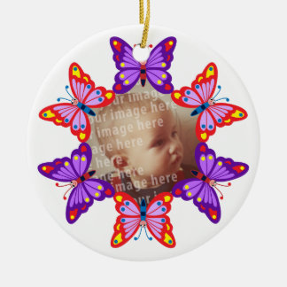 Round Butterfly Photo Frame Ceramic Tree Decoration