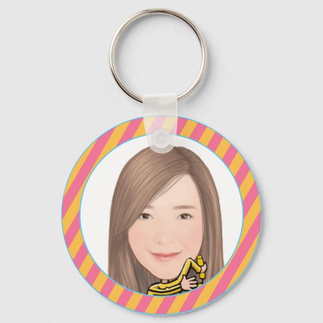 Round Button, Standard, 2¼ Inch Button Key Ring (Front)