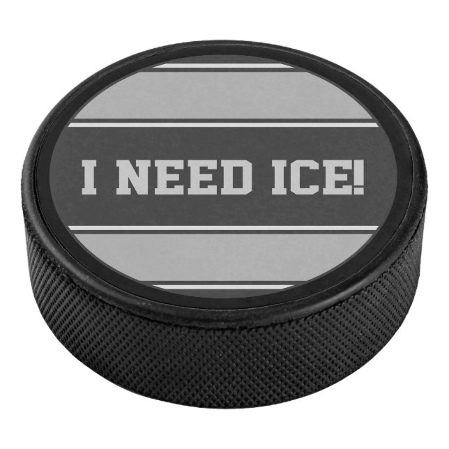 Round Button - Stripes grey mix Hockey Puck (3/4)