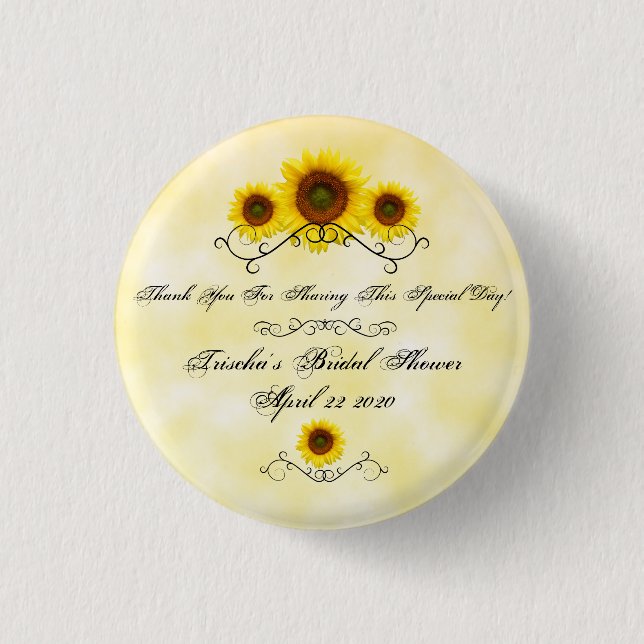 Round Button Sunflower Bridal Shower (Front)