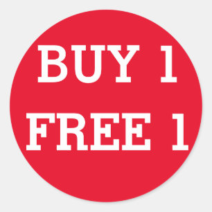 Round Buy 1 Free 1 shop sale label