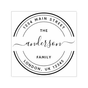 Round Calligraphy Script Family Return Address Self-inking Stamp