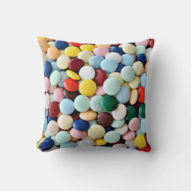 Round candies of different colours cushion (Front)