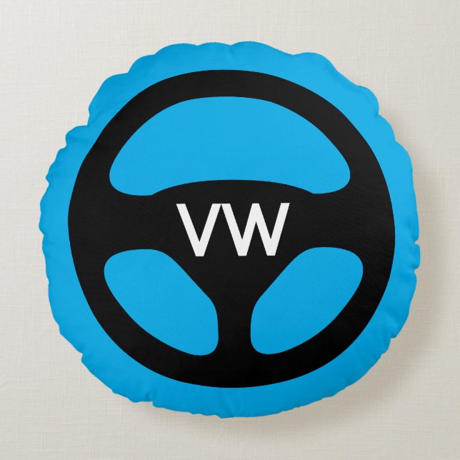 Round car steering wheel custom monogrammed cushion (Front)