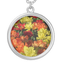 Round Carnation Pendant Necklace
