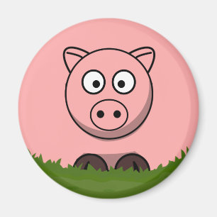 Round Cartoon Pig Magnet
