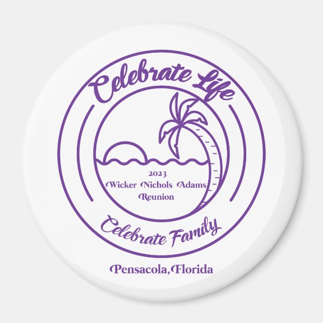 Round Ceramic Magnet w/ Purple Logo (Front)