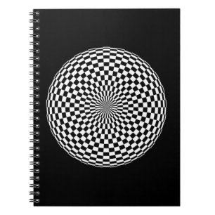 Round Chequerboard Sphere Black and White Notebook