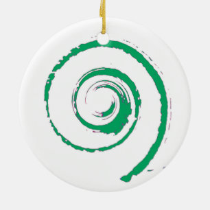 Round Christmas decoration with green twirl