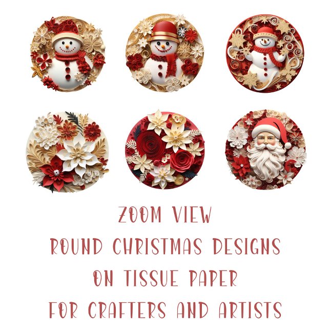 Round Christmas Image DIY Decoupage Ornament Craft Tissue Paper (Creator Uploaded)