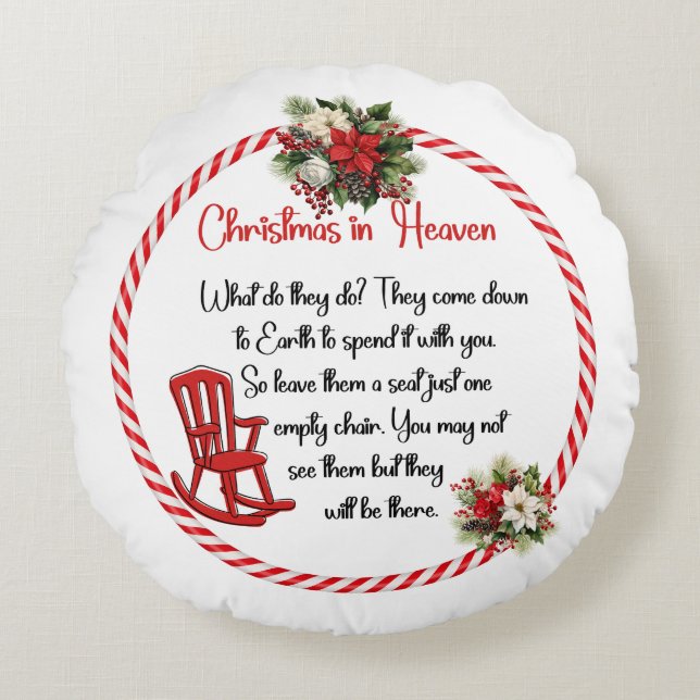 Round Christmas in Heaven  Round Cushion (Front)