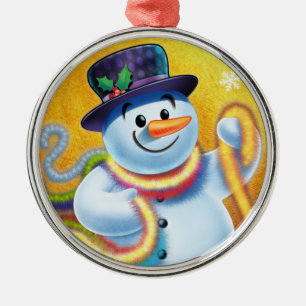 Round Christmas tree decoration Snowman & tinsel.